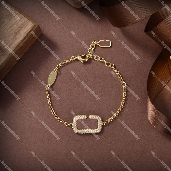 

classic diamond letter bracelets men women gold chain link bracelet party wedding birthday lovers gift, Golden;silver