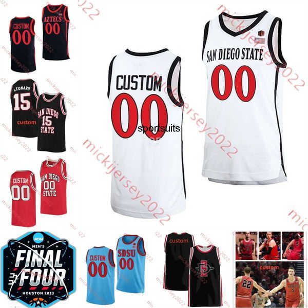 

kawhi leonard 2023 basketball jersey jalen mcdaniels malachi flynn jaedon ledee matt bradley nathan mensah custom stitched san diego state a, Black;red