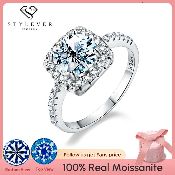 

wedding rings stylever luxury real 0.5-3ct colored moist diamond women's wedding halo ring 925 sterling silver engagement ring jewelry, Slivery;golden
