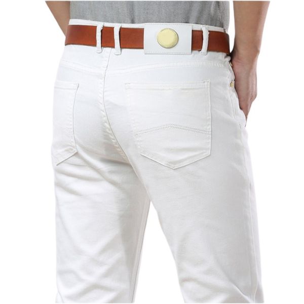 

men's jeans spring summer thin denim slim fit european american high-end brand small straight pants xl871-4, Blue