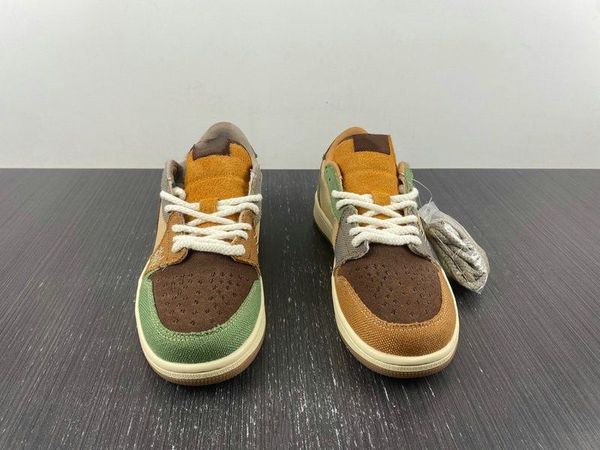 

2023 version basketball shoes jumpman 1s low og voodoo flax muslin fauna brown oil green sesame moon fossil fashion sport sneakers good qual
