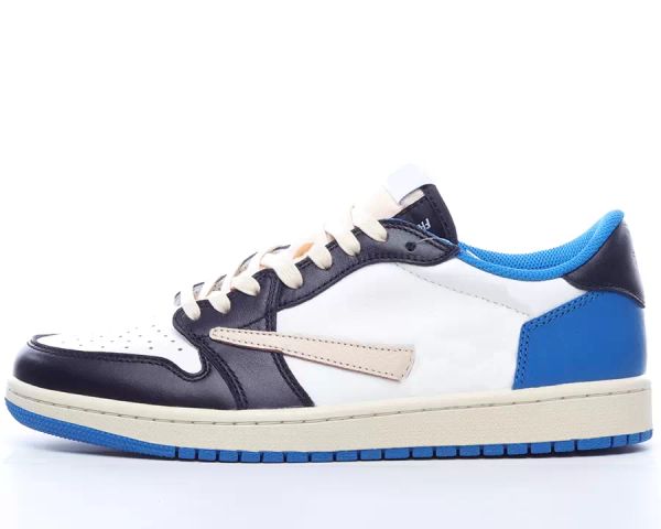 

2023 travis s jumpman 1s low og x fragment mens basketball shoes white military blue designer sports sneakers send with original box