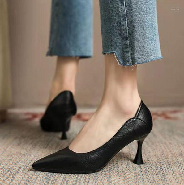 

dress shoes rimocy pointed toe thin heels pumps women black soft pu leather office woman shallow slip on party ladies6942727