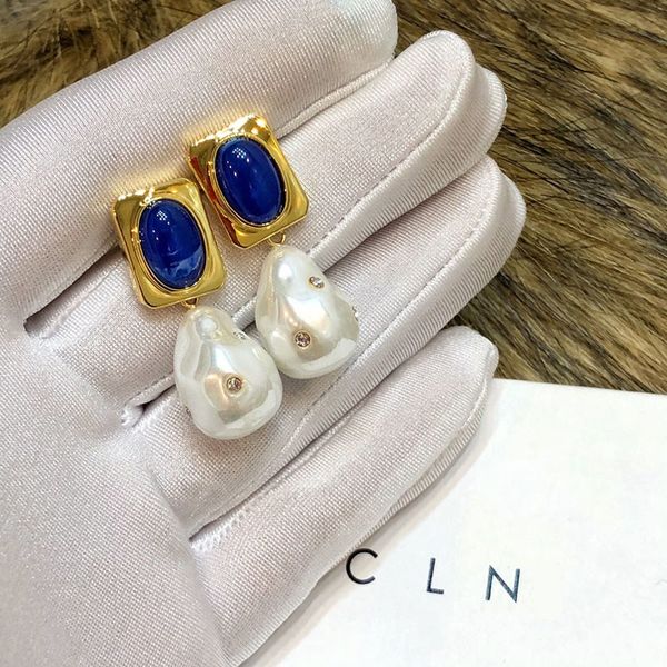 

elegant baroque pearl dangle earring fashion designer 18k gold plated earrings ins style eardrop for women jewelry gift couple, Silver