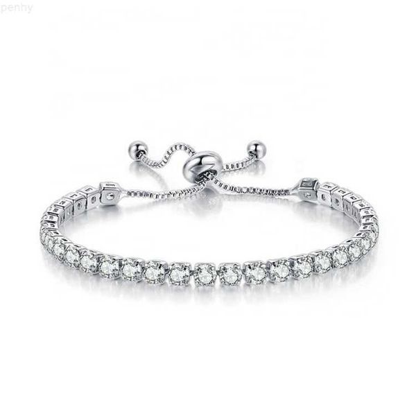 

fashion jewelry 18k rose/white gold chain round shape 4mm cz cubic zirconia diamond adjustable tennis bracelets for women h133-m, Golden;silver