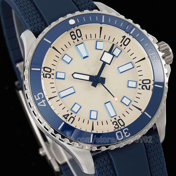 

automatic watch men designer watches yellow dial tang buckle clasp superocean titanium rubber strap blue black sapphire wristwatches super l, Slivery;brown