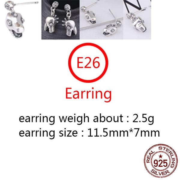 

e26 s925 pure silver ear studs personalized fashion leading cross flower letter punk street dance style earrings jewelry earrings, Golden