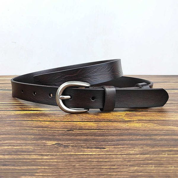 

suspenders women's thin casual hand painted needle buckle leather versatile belt, Black;brown