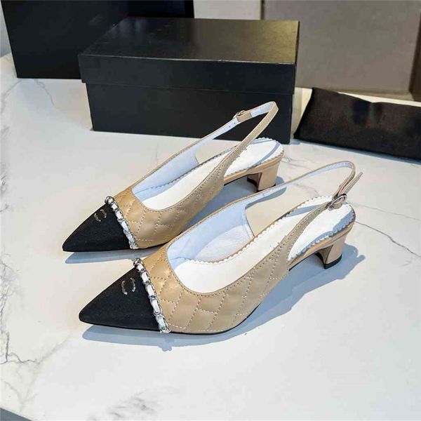 

fashion dress shoes channel women leather high heel metal buckle letter logo wedding party business casual flat shoes 07-02, Black