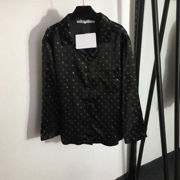 

23ss designer blouse high neck blouse womens shirt breast pocket covered with drill a letter lapel long-sleeved shirt women clothes a1, White
