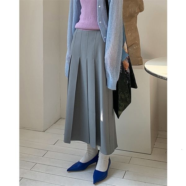 

skirts m five soul early spring high waist skiing women's edition ultra thin mid length a-line pleated skiing 230404, Black