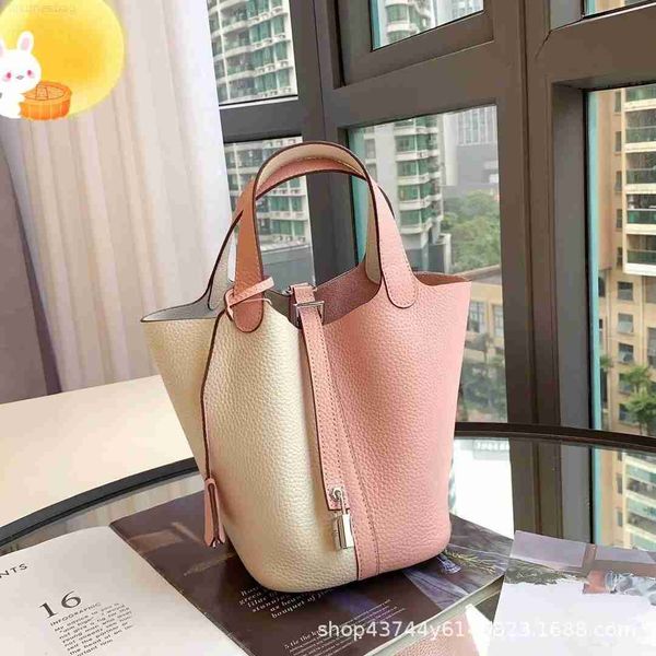 

designer luxury h vegetable basket togo layer cowhide litchi pattern female handheld oblique cross bucket wedding bag3hc8 picotin