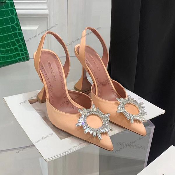 

amina muaddi wedding dress shoes 7cm 10cm begum bowknot butterfly pvc pumps high heels diamond shine sandals rhinestone transparent women cr