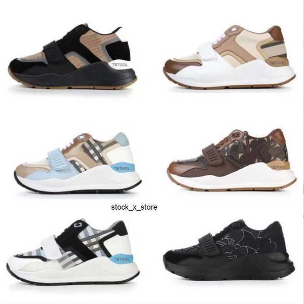 

leather burbrerys men designer shoes vintage check sneakers men women hool loop platform sneaker suede trainers black white mesh runner shoe