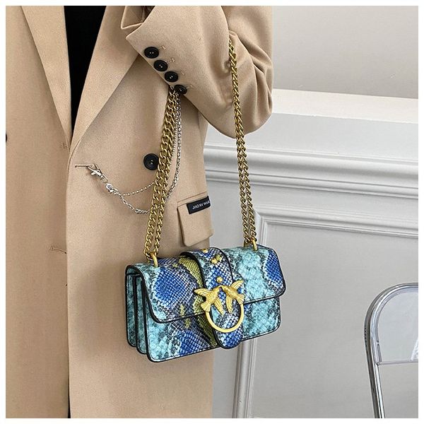 

hbp hig quality fashion women's bag color crocodile pattern pu small square bag 2023 new chain cross-body single blue shoulder bag