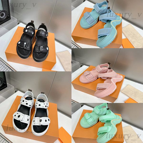 

designer multicolor sandals black white dots dad sandal 2 strap platform sandal women thick bottom slippers summer strappy flip flops