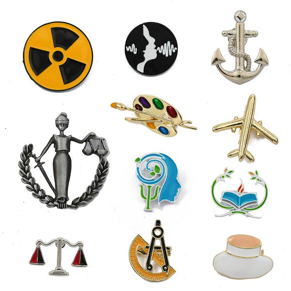 

cartoon anchor brooches set 11pcs cute plane badges sketchpad woman knight sonic wave alloy lapel pin small jewelry gift backpack accessorie, Gray