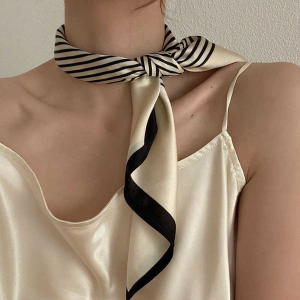 

sarongs luna dolphin women retro sunscreen small silk scarf 55x55cm beige strip chiffon headbands bandana bag ribbon neckerchief hijab p2304, Blue;gray