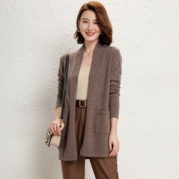 

women's knits tees grade soft sweater 100 wool knit jumpers ladies winter cardigan standard clothes 230403, White