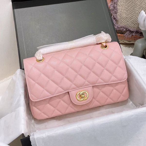 

designer shoulder bag, chain bag, plaid handbag, gold and silver chain leather, double letter solid color buckle, square stripe