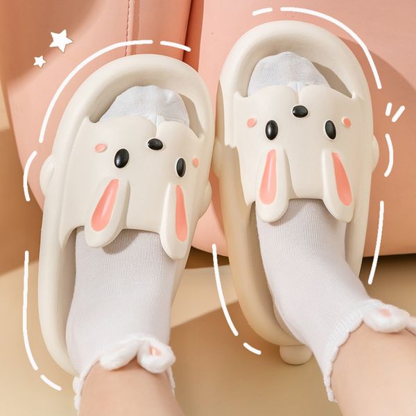 

cute rabbit slippers for kids women summer home shoes bathroom slippers, Black
