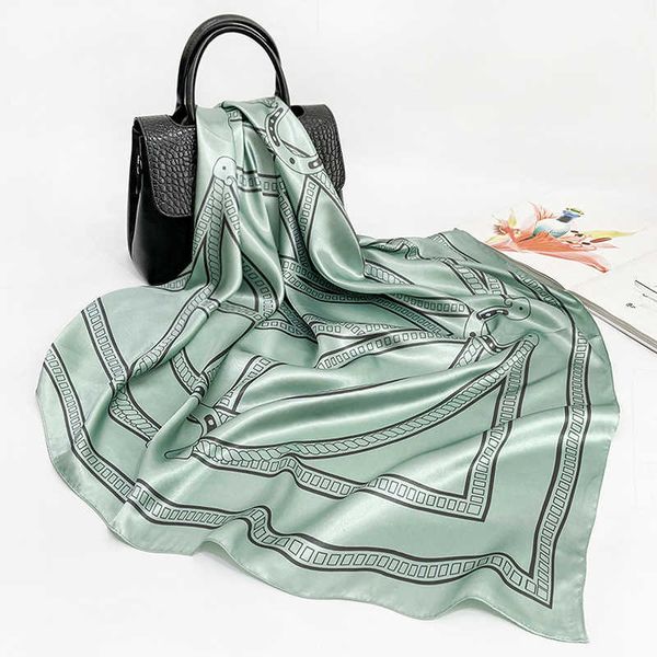 

sarongs new imitation silk scarf women europe and the united states 90*90cm square scarf simple and versatile large square scarf shawl p2304, Blue;gray