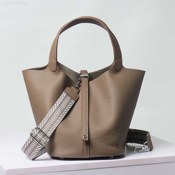 

designer luxury bag lychee grain layer cow women's vegetable basket lock bucket leather handbage9jzy1ld picotin