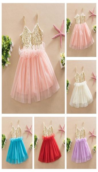 

whole sweet kids girls tutu sequins dress sundress multi candy color princess party dress halter v neck dress9101298, Red;yellow