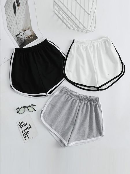 

womens shorts striped solid sports women fashion simple loose woman daily casual slimming s ladies high waist summer 230403, White;black