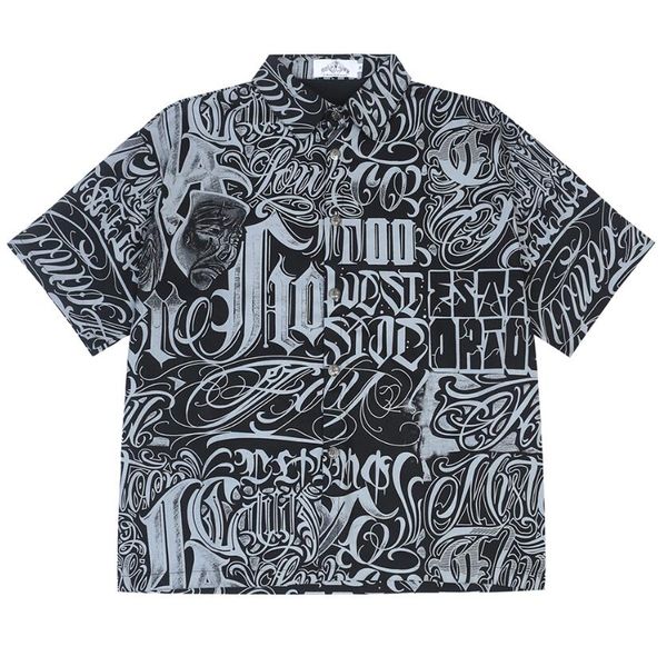 

hip hop print patchwork short sleeve summer shirts for men casual, White;black