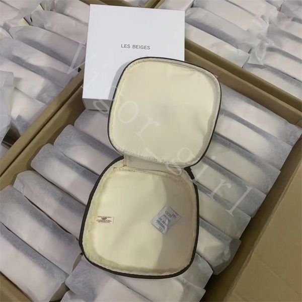 

2023 new cosmetic bags for girl designer white color cotton bags mini case bags zipper logo print large capacity toiletry kit with box women