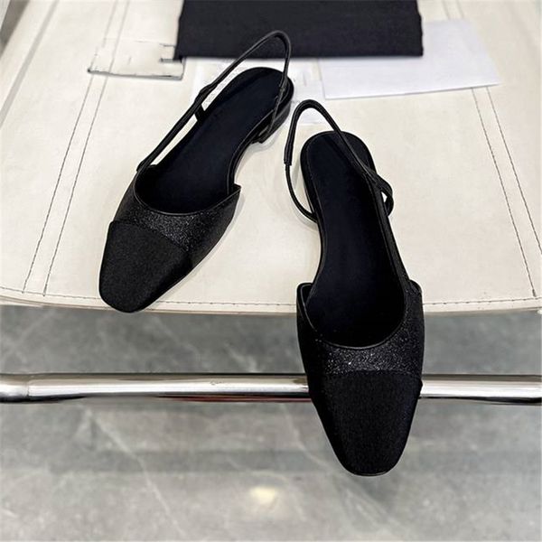 

fashion dress shoes channel women leather high heel metal buckle letter logo wedding party business casual flat shoes 07-012, Black