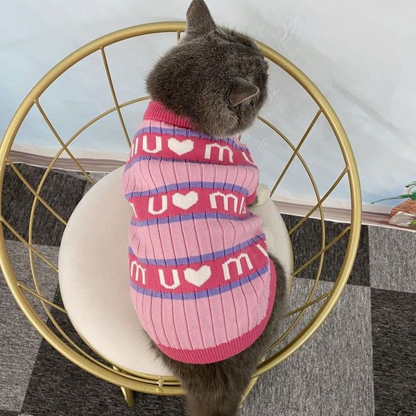 

Cute Clothes Cat Pet Sweater Golden Hair Warm Dog Clothing Autumn Winter Bichon Frise Pets Coat CSD2311044, Pink