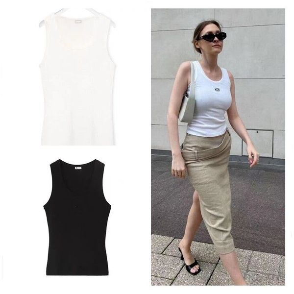 

women tees t-shirt tanks knits r anagram embroidery knitted vest sleeveless breathable knitted pullover womens sport, White