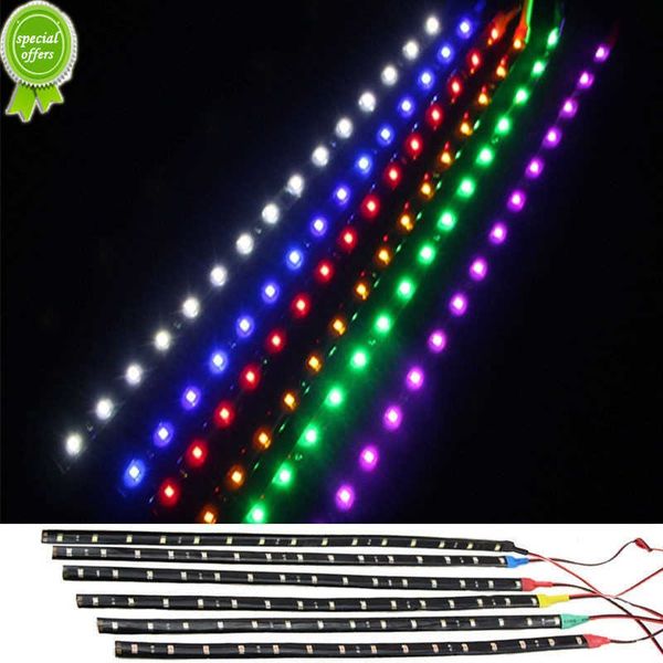 

new 4pcs 30cm 15-led car trucks motor grill flexible 6 colors waterproof light strips