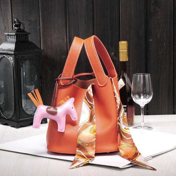 

designer luxury bag vegetable cowhide simple women's lychee pattern square portable bucket shopping basket small bagjgnnqf2y picotin