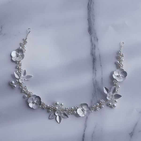 

silver color floral bridal hair vine wedding headband tiara pearls rhinestone women headpiece accessories