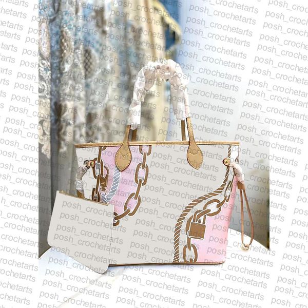 

nautical tote bag in white checker silk print chain spring and summer open tote with matching pouch