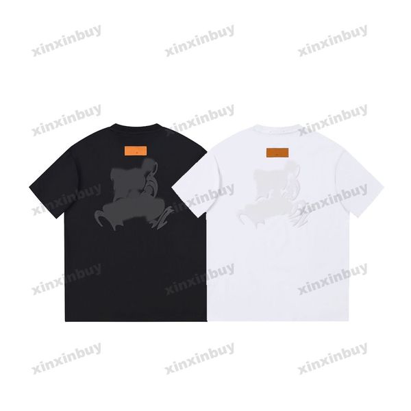 

xinxinbuy men designer tee t shirt 23ss paris back letter printing milan short sleeve cotton women black white blue gray xs-2xl, Black;brown