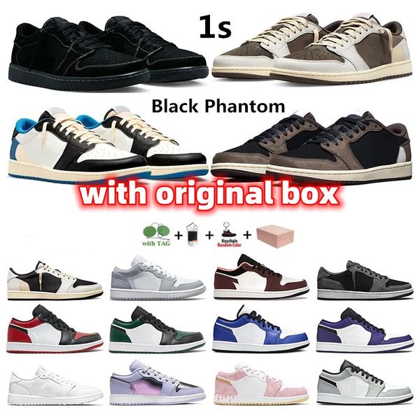 

black phantom 1s low men basketball shoes 1 lows travis scotts cactus jack reverse mocha light smoke grey midnight navy women sneakers sport
