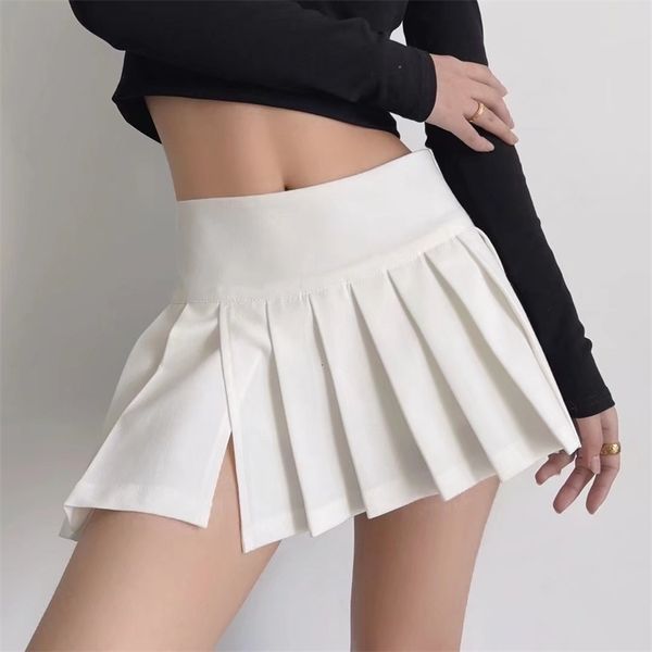 

skirts summer high waist skiing women's mini skiing vintage clothing folded skiing korean fashion tennis skiing shorts white 230404, Black