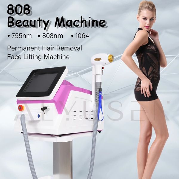 

laser machine factory price 755nm 808nm 1064nm 3 wavelengths semiconductor painless 808 diode laser hair removal machine, Black