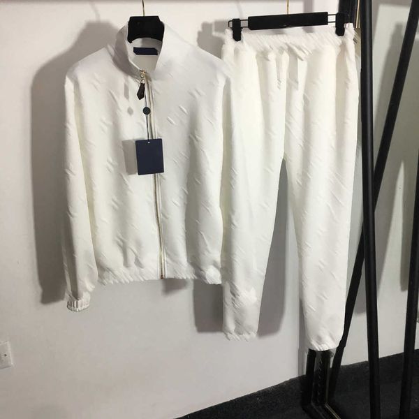 

23ss womens tracksuits womens designer clothing classic logo jacquard stand-up collar long sleeve zipper coat elastic waist casual trousers, Gray