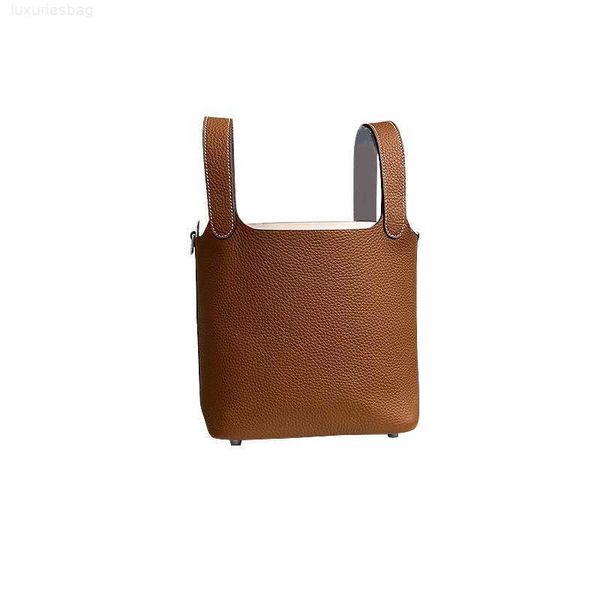 

designer luxury bag vegetable basket leather portable bucket large capacity textured hand women's fashion bag23wtxnwi picotin