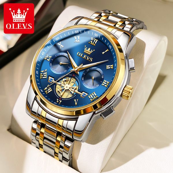 

wristwatches olevs brand mens watches classic roman scale dial luxury wrist watch for man original quartz waterproof luminous male reloj 230, Slivery;brown