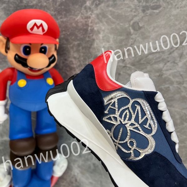 

2023 luxury sneakers shoes men's technical fabric casual walking rubber sole party wedding runner trainers, Black