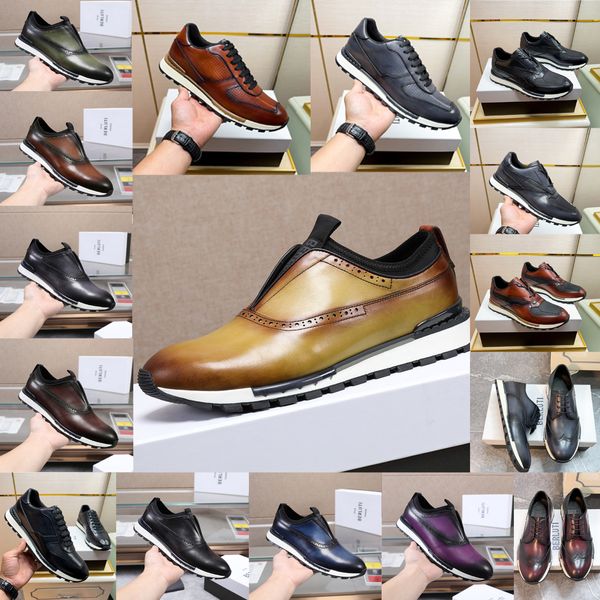

Men's Sneakers High Quality Luxury Training Shoes Leather Sneakers Casual Fashion Comfort Genuine Leather Laceless Design Handmade, Brown