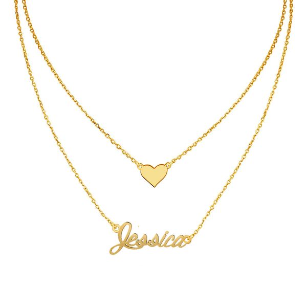 

personalized name spaced necklace for women fashion gift birthday customized any name layers chain pendant necklace jewelry gold / rose gold, Silver