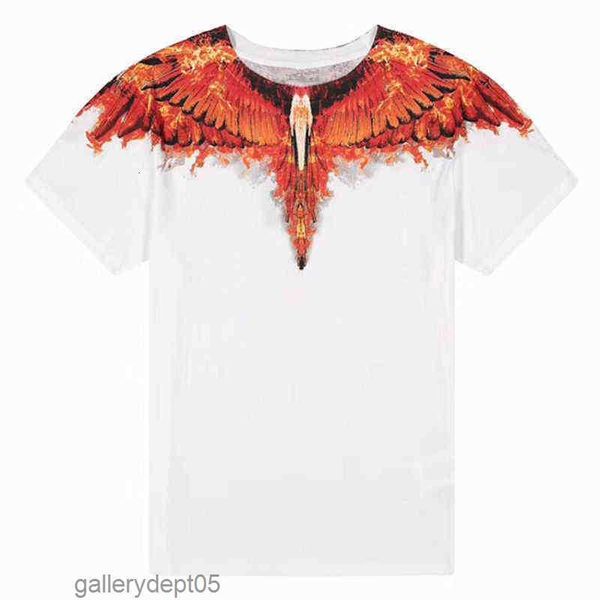 

men's and women's short-sleeved mb cotton wings printed loose round neck water drop feather half-sleeved t-shirts 9s1s1, White;black