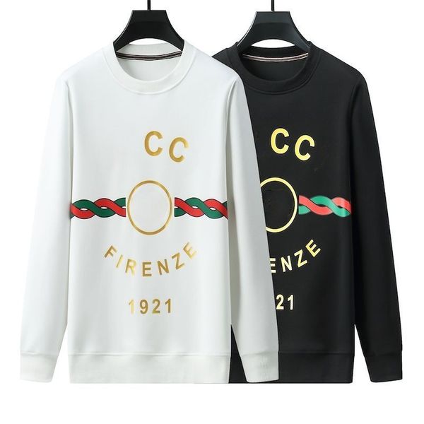 

designer hoodie shirt firenze 1921 series for men women hoody sweatshirt letter printed long sleeve crewneck loose hooded sweater white blac, Black